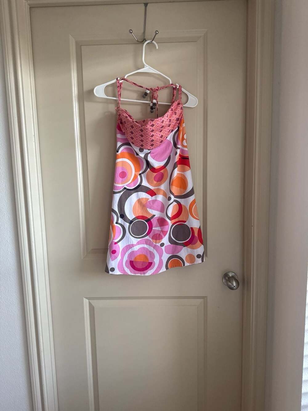 Joyous & Free Geometric Floral Beaded Halter Top Size L